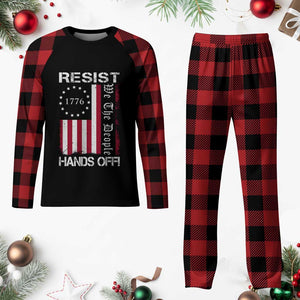Resist Hands Off Plaid Pajama Set Vintage American Betsy Ross Flag We The People TS02 Buffalo Plaid Print Your Wear