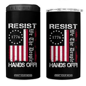 Resist Hands Off 4 in 1 Can Cooler Tumbler Vintage American Betsy Ross Flag We The People TS02 One Size: 16 oz Black Print Your Wear