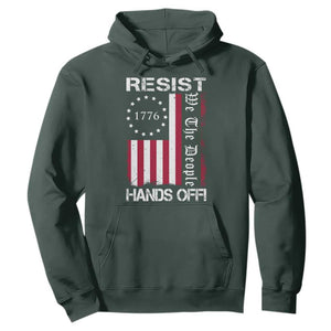 Resist Hands Off Hoodie Vintage American Betsy Ross Flag We The People TS02 Dark Forest Green Print Your Wear