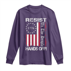 Resist Hands Off Long Sleeve Shirt Vintage American Betsy Ross Flag We The People TS02 Purple Print Your Wear