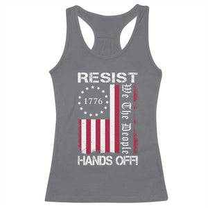 Resist Hands Off Racerback Tank Top Vintage American Betsy Ross Flag We The People TS02 Charcoal Print Your Wear
