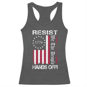 Resist Hands Off Racerback Tank Top Vintage American Betsy Ross Flag We The People TS02 Dark Heather Print Your Wear