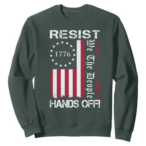 Resist Hands Off Sweatshirt Vintage American Betsy Ross Flag We The People TS02 Dark Forest Green Print Your Wear