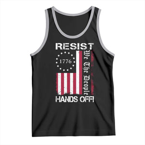 Resist Hands Off Tank Top Vintage American Betsy Ross Flag We The People TS02 Black Athletic Heather Print Your Wear