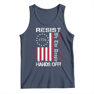 Resist Hands Off Tank Top Vintage American Betsy Ross Flag We The People TS02 Navy Print Your Wear