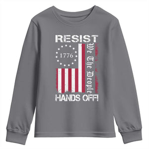 Resist Hands Off Youth Sweatshirt Vintage American Betsy Ross Flag We The People TS02 Charcoal Print Your Wear