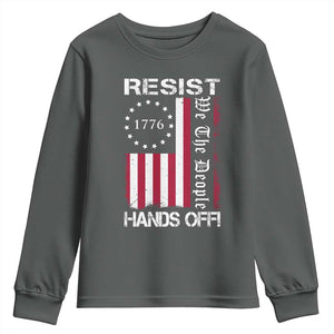 Resist Hands Off Youth Sweatshirt Vintage American Betsy Ross Flag We The People TS02 Dark Heather Print Your Wear