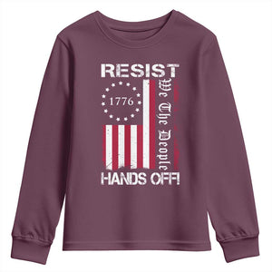 Resist Hands Off Youth Sweatshirt Vintage American Betsy Ross Flag We The People TS02 Maroon Print Your Wear