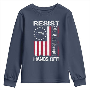 Resist Hands Off Youth Sweatshirt Vintage American Betsy Ross Flag We The People TS02 Navy Print Your Wear