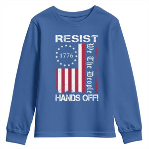 Resist Hands Off Youth Sweatshirt Vintage American Betsy Ross Flag We The People TS02 Royal Blue Print Your Wear