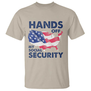 Hands Off My Social Security T Shirt Patriotic USA Retirement Protection American Flag TS02 Sand Print Your Wear