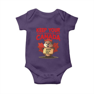 Keep Your Tiny Hands Off Canada Baby Onesie Not For Sale Canadian Maple Leaf Beaver TS02 Purple Print Your Wear