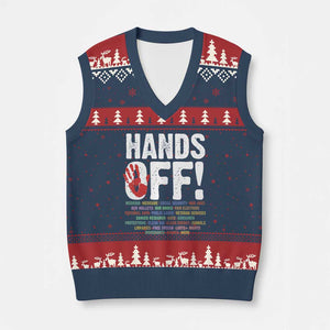 Resist Hands Off V-Neck Knit Sweater Vest Protect USA American We The People TS02 Navy Red Print Your Wear