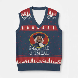 Funny Shaquille Oatmeal V-Neck Knit Sweater Vest Shaq O'neal Meme Cereal Parody TS02 Navy Red Print Your Wear