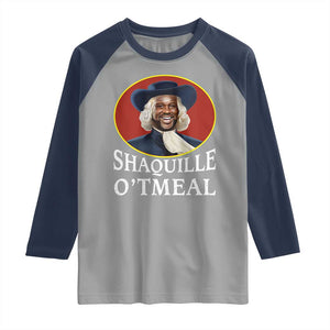 Funny Shaquille Oatmeal Raglan Shirt Shaq O'neal Meme Cereal Parody TS02 Sport Gray Navy Print Your Wear