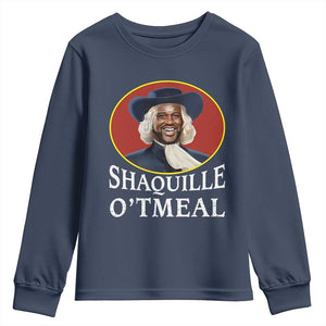 Funny Shaquille Oatmeal Youth Sweatshirt Shaq O'neal Meme Cereal Parody TS02 Navy Print Your Wear