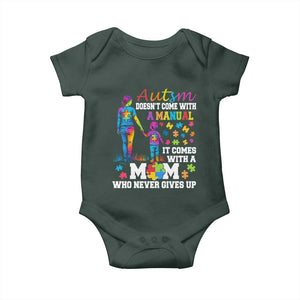 Autism Mom Baby Onesie Who Never Gives Up Family Support Autistic TS02 Print Your Wear