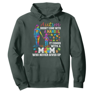 Autism Mom Hoodie Who Never Gives Up Family Support Autistic TS02 Dark Forest Green Print Your Wear
