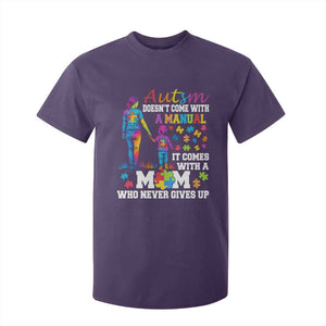 Autism Mom T Shirt For Kid Who Never Gives Up Family Support Autistic TS02 Purple Print Your Wear