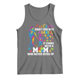 Autism Mom Tank Top Who Never Gives Up Family Support Autistic TS02 Black Heather Print Your Wear