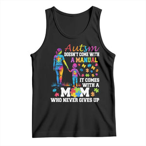 Autism Mom Tank Top Who Never Gives Up Family Support Autistic TS02 Black Print Your Wear
