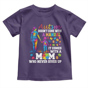 Autism Mom Toddler T Shirt Who Never Gives Up Family Support Autistic TS02 Purple Print Your Wear