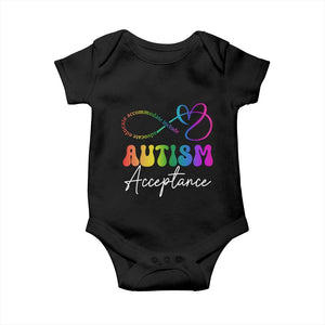 Autism Acceptance Baby Onesie Advocate Educate Accomodate Include Rainbow Infinity Symbol TS02 Black Print Your Wear