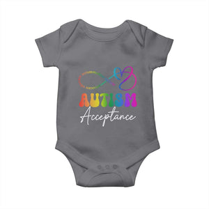 Autism Acceptance Baby Onesie Advocate Educate Accomodate Include Rainbow Infinity Symbol TS02 Charcoal Print Your Wear