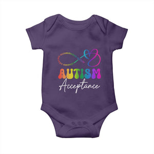 Autism Acceptance Baby Onesie Advocate Educate Accomodate Include Rainbow Infinity Symbol TS02 Purple Print Your Wear