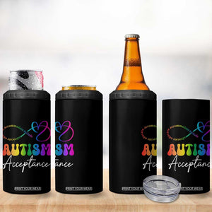 Autism Acceptance 4 in 1 Can Cooler Tumbler Advocate Educate Accomodate Include Rainbow Infinity Symbol TS02 Print Your Wear