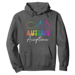 Autism Acceptance Hoodie Advocate Educate Accomodate Include Rainbow Infinity Symbol TS02 Dark Heather Print Your Wear