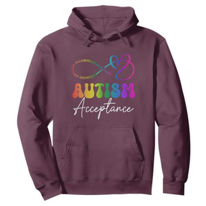 Autism Acceptance Hoodie Advocate Educate Accomodate Include Rainbow Infinity Symbol TS02 Maroon Print Your Wear