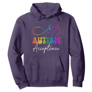 Autism Acceptance Hoodie Advocate Educate Accomodate Include Rainbow Infinity Symbol TS02 Purple Print Your Wear