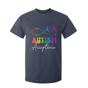 Autism Acceptance T Shirt For Kid Advocate Educate Accomodate Include Rainbow Infinity Symbol TS02 Navy Print Your Wear