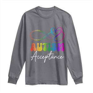 Autism Acceptance Long Sleeve Shirt Advocate Educate Accomodate Include Rainbow Infinity Symbol TS02 Charcoal Print Your Wear