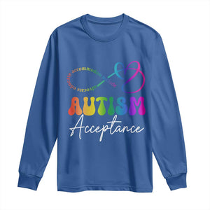 Autism Acceptance Long Sleeve Shirt Advocate Educate Accomodate Include Rainbow Infinity Symbol TS02 Royal Blue Print Your Wear
