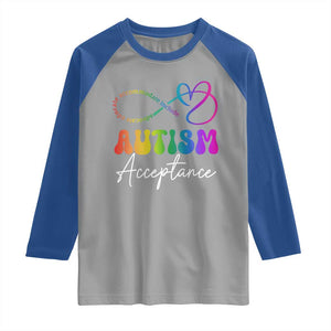 Autism Acceptance Raglan Shirt Advocate Educate Accomodate Include Rainbow Infinity Symbol TS02 Sport Gray Royal Print Your Wear