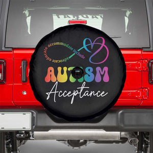 Autism Acceptance Spare Tire Cover Advocate Educate Accomodate Include Rainbow Infinity Symbol TS02 Black Print Your Wear