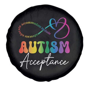Autism Acceptance Spare Tire Cover Advocate Educate Accomodate Include Rainbow Infinity Symbol TS02 Print Your Wear