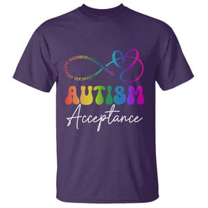 Autism Acceptance T Shirt Advocate Educate Accomodate Include Rainbow Infinity Symbol TS02 Purple Print Your Wear
