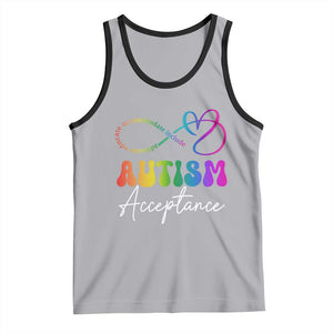 Autism Acceptance Tank Top Advocate Educate Accomodate Include Rainbow Infinity Symbol TS02 Athletic Heather Black Print Your Wear