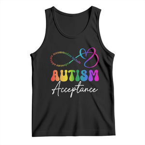 Autism Acceptance Tank Top Advocate Educate Accomodate Include Rainbow Infinity Symbol TS02 Black Print Your Wear