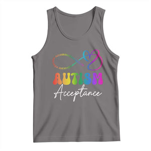Autism Acceptance Tank Top Advocate Educate Accomodate Include Rainbow Infinity Symbol TS02 Deep Heather Print Your Wear