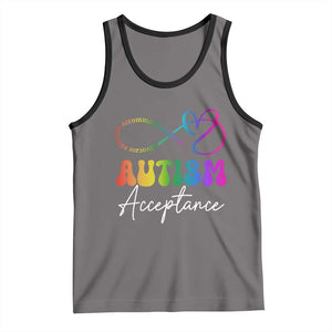 Autism Acceptance Tank Top Advocate Educate Accomodate Include Rainbow Infinity Symbol TS02 Deep Heather Black Print Your Wear