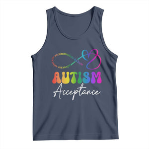 Autism Acceptance Tank Top Advocate Educate Accomodate Include Rainbow Infinity Symbol TS02 Navy Print Your Wear