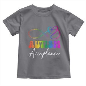 Autism Acceptance Toddler T Shirt Advocate Educate Accomodate Include Rainbow Infinity Symbol TS02 Charcoal Print Your Wear