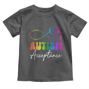 Autism Acceptance Toddler T Shirt Advocate Educate Accomodate Include Rainbow Infinity Symbol TS02 Dark Heather Print Your Wear