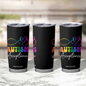 Autism Acceptance Tumbler Cup Advocate Educate Accomodate Include Rainbow Infinity Symbol TS02 Print Your Wear
