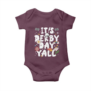 It's Derby Day Y'All Baby Onesie Retro Groovy KY Horse Racing TS02 Maroon Print Your Wear