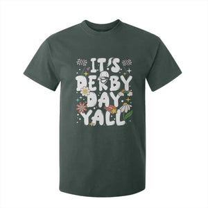 It's Derby Day Y'All T Shirt For Kid Retro Groovy KY Horse Racing TS02 Dark Forest Green Print Your Wear